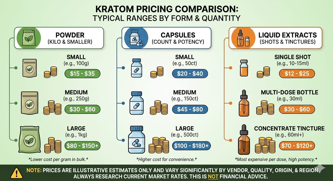 Kratom pricing comparison infographic